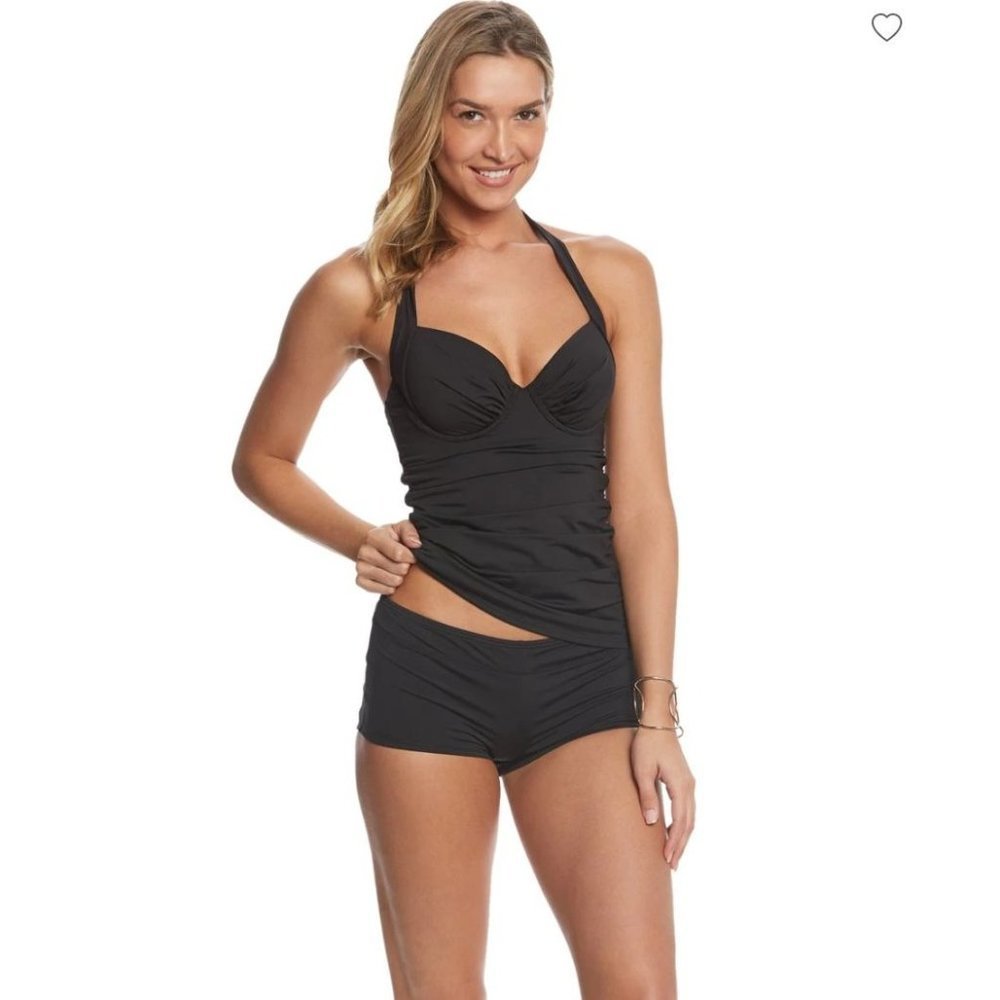 Tommy Bahama Women's Navy Blue Halter Style Keyhole Rear Tie Tankini Swimsuit XS